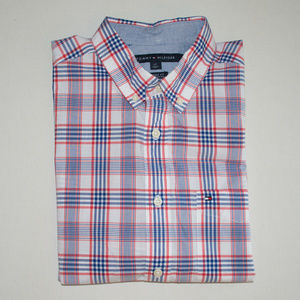 Tommy Hilfiger Red White & Blue Plaid Short Sleeve